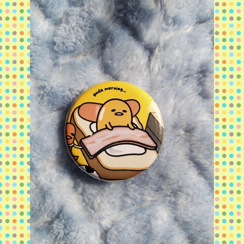Gudetama "Gud Morning " Button Pin